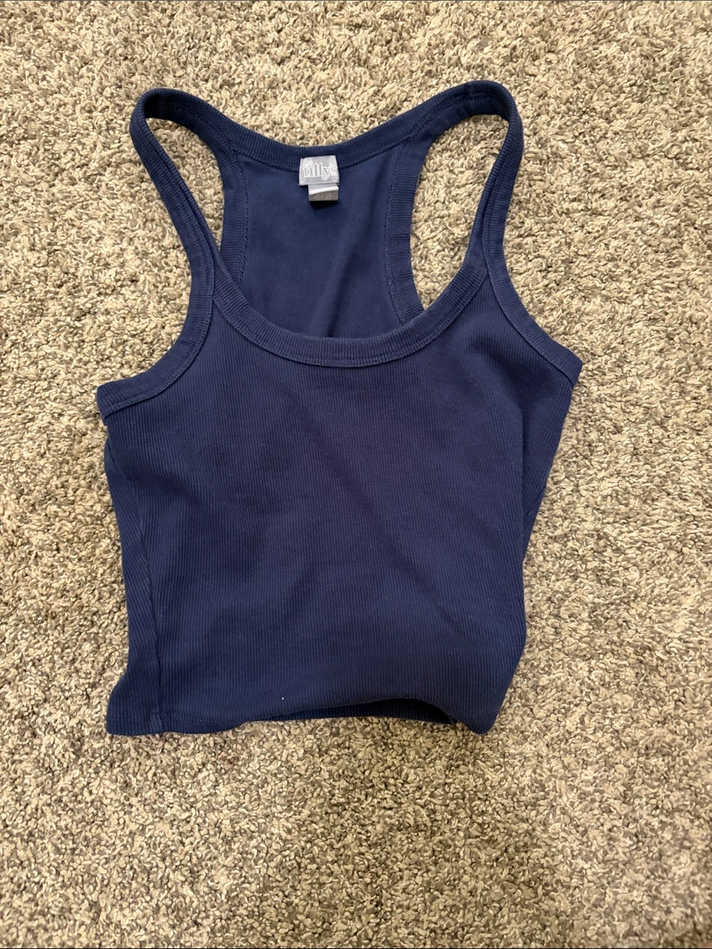 Tilly's Navy Ribbed Racerback Crop Tank
